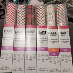 Makers Market Christmas Vinyl Set Of 6 - Red, Green, White Designs